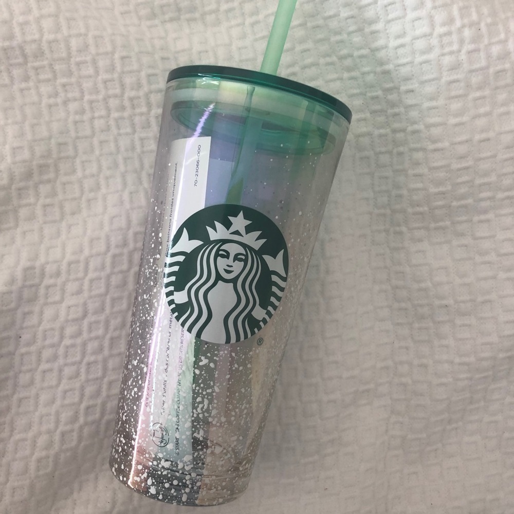Starbuck Clear Speckle Snow Mint Glass Tumbler